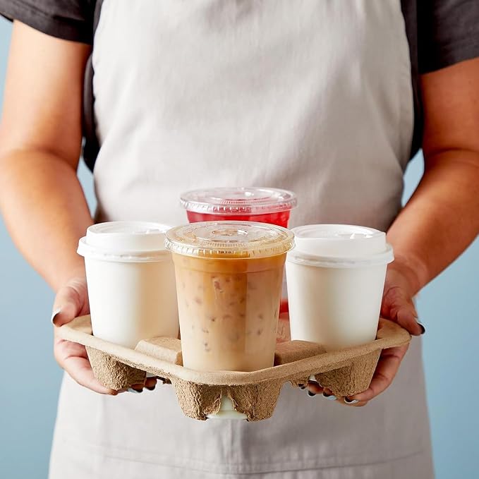 4 Cup Carrier Tray, Biodegradable Cup Holder, Coffee Shops, Restaurants - Image 7