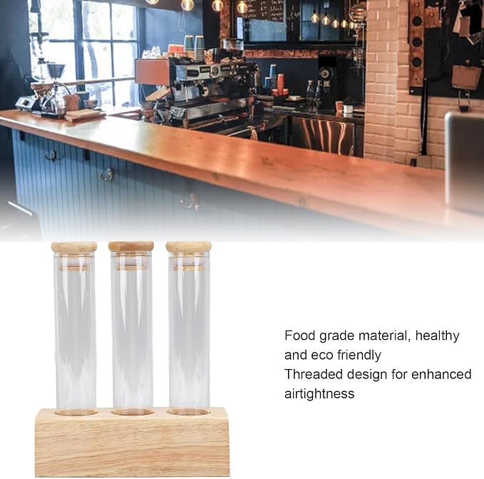 Asixxsix Coffee Bean Jars Canisters, Glass Tubes Single Dose Coffee Bean Storage - Image 4