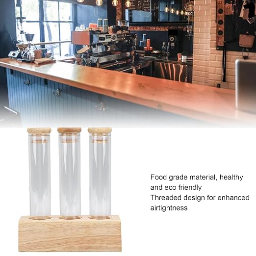 Coffee Bean Jars Canisters Solid Wood Base Airtight Storage Containers Single - Image 4