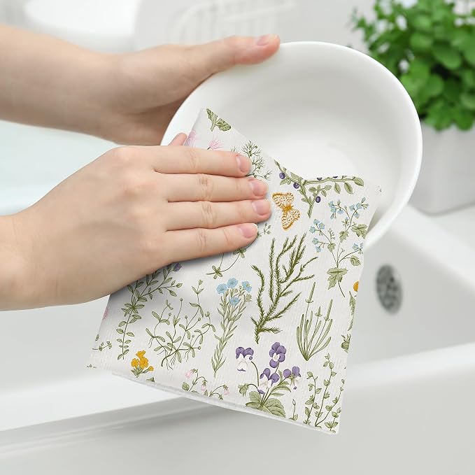 Spring Floral Kitchen Towels Decorative Set of 2, Summer Flower Dish Towels - Image 3