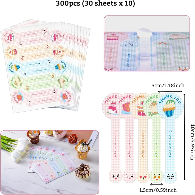 Beyonday 300pcs Handmade Lollipop Baking Stickers - Image 2