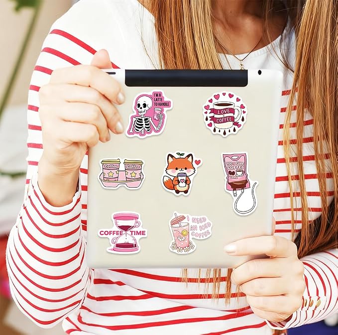 Funny Coffee Stickers Pack, Vinyl Waterproof Cute Decals - Image 8