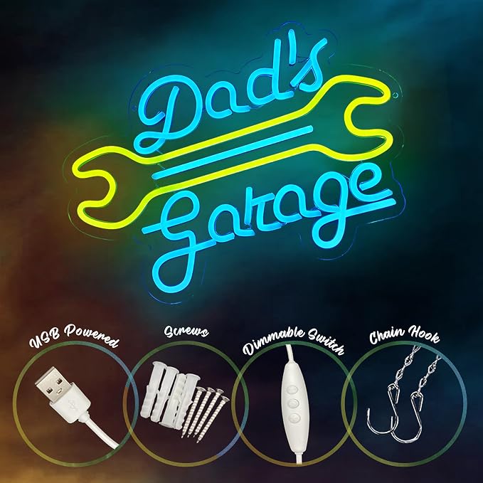 Dads Garage Neon Sign for Garage Decoration, Dad's gift Led Neon Light Up Sign - Image 2