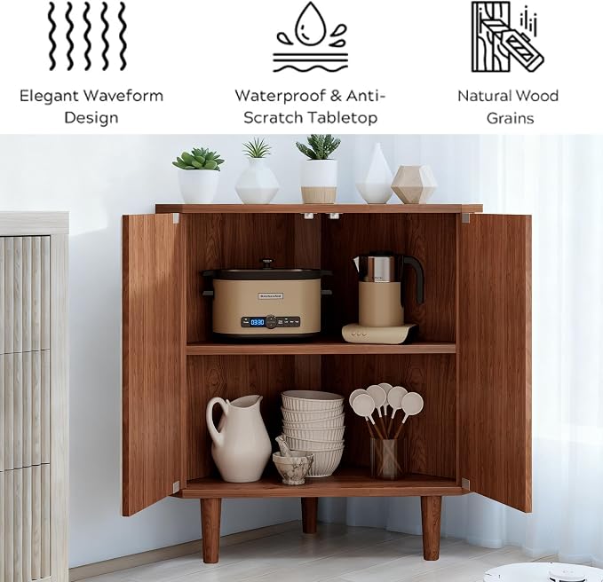 Fluted Floor Corner Kitchen Cabinet - Image 4