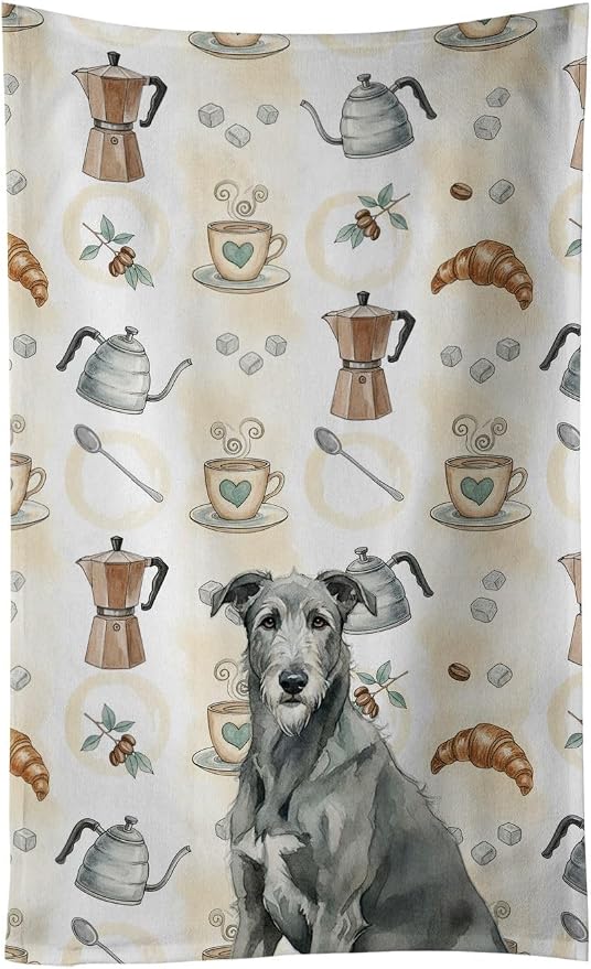 Caroline's Treasures Gray Irish Wolfhound Coffee Bar Kitchen Towel Velour Plush by CarolinesTreasures