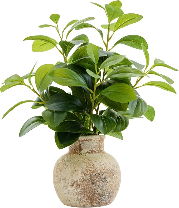 AlphaAcc 17" Artificial Fig Leaf Plant in Vintage Ceramic Pot by AlphaAcc