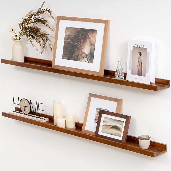 Acovy Solid Ash Wood Picture Ledge Shelf, 36 Inch Floating Shelves by Acovy