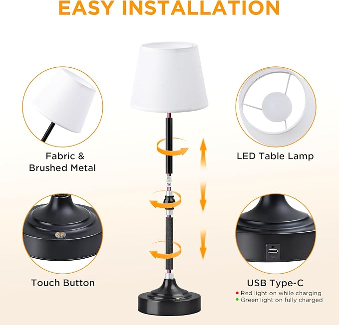 LUTEC Cordless Table Lamp, Battery Operated Lamp - Image 5