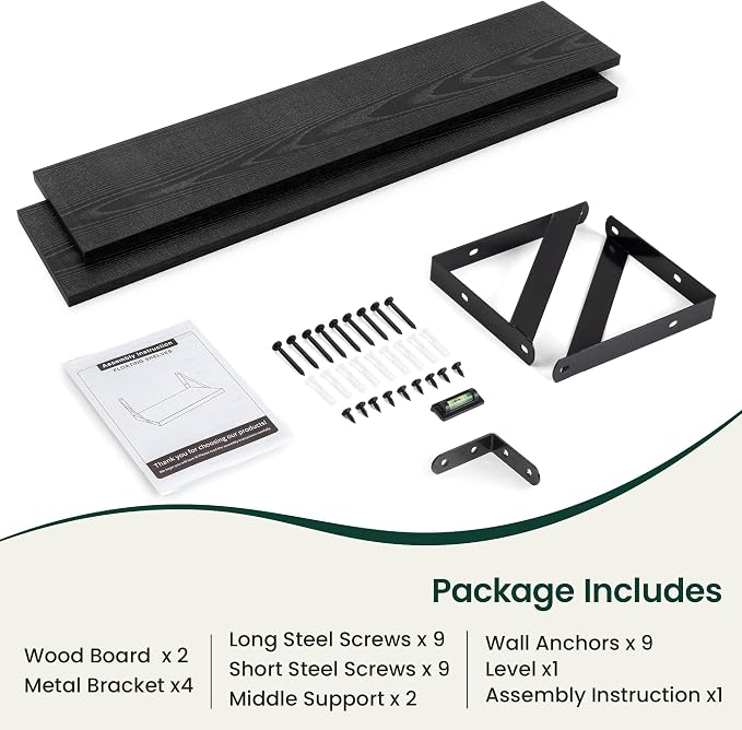 Floating Shelves 8 Inch Deep, 36W x 8D Wall Shelf Set of 2, 60 lbs Heavy Duty - Image 4