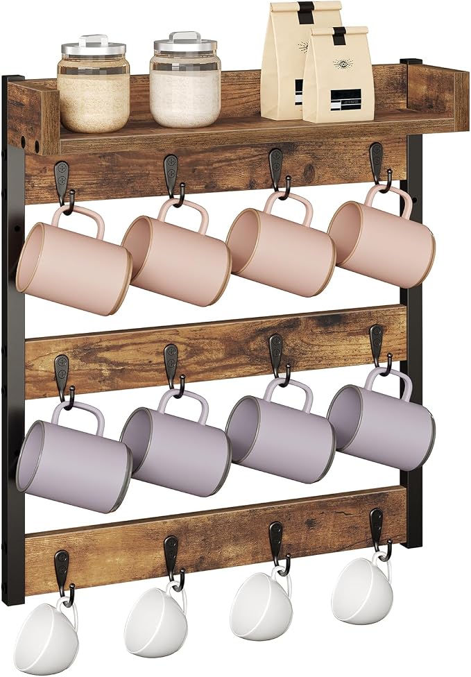 YATINEY Coffee Mug Holder Stand, 3 Tier Mug Tree Rack, Hanging 12 Cups - Image 7