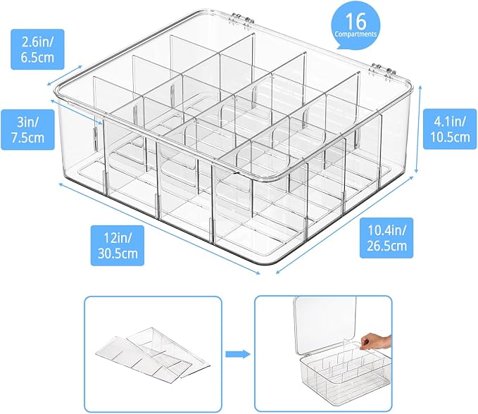 Tea Bag Organizer with Lid: Plastic Storage Bin - Image 3
