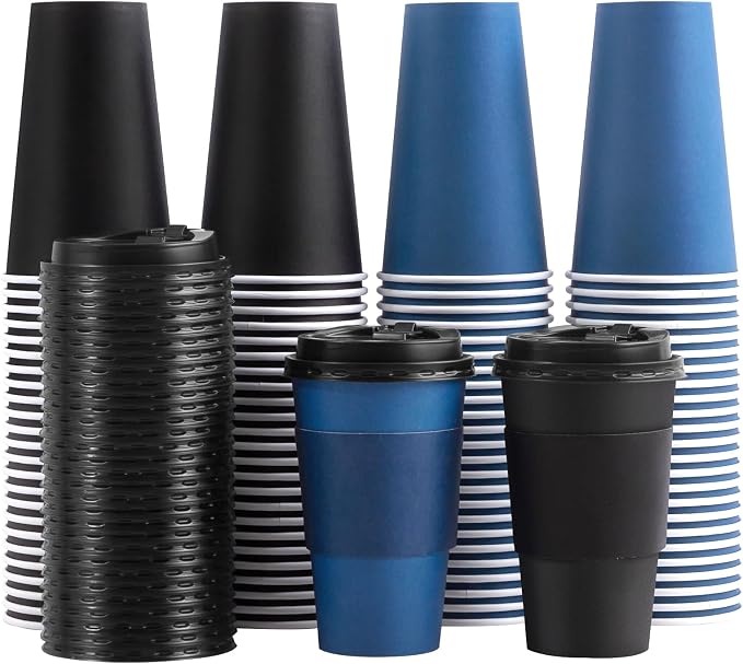 SIUQ 100 Pack 16 oz Disposable Coffee Cups by SIUQ