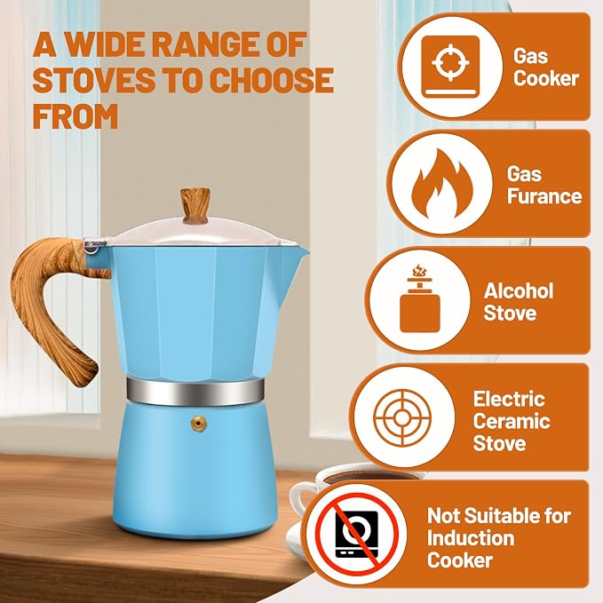6 Cup Aluminum Espresso Stovetop Moka Pot Express Coffee Maker Percolator - Image 4