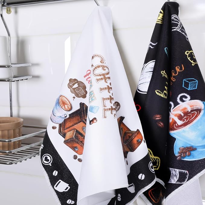 Ferraycle 4 Pieces Kitchen Dish Cloths Coffee Kitchen Hand Towels Absorbent Tea - Image 6