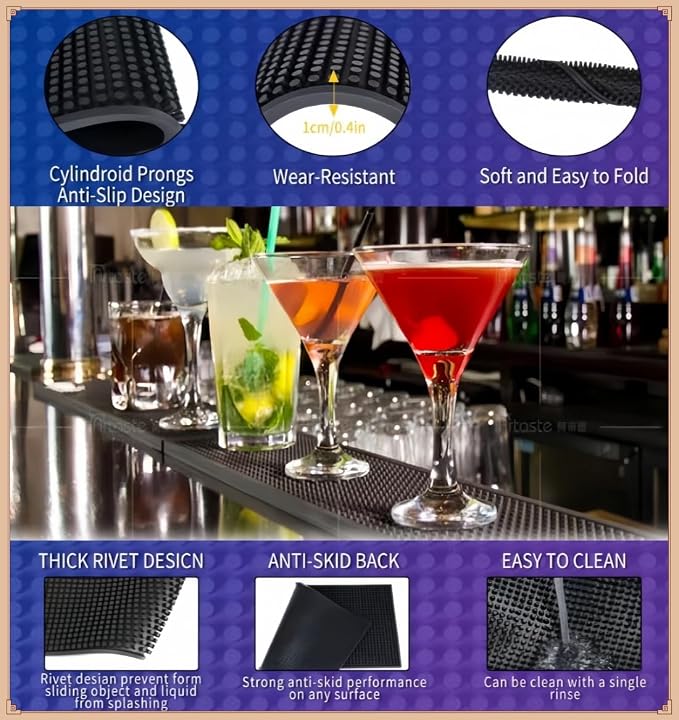 Bar Mat 12" x 6" Rubber Bar Service Spill Mat - Image 3