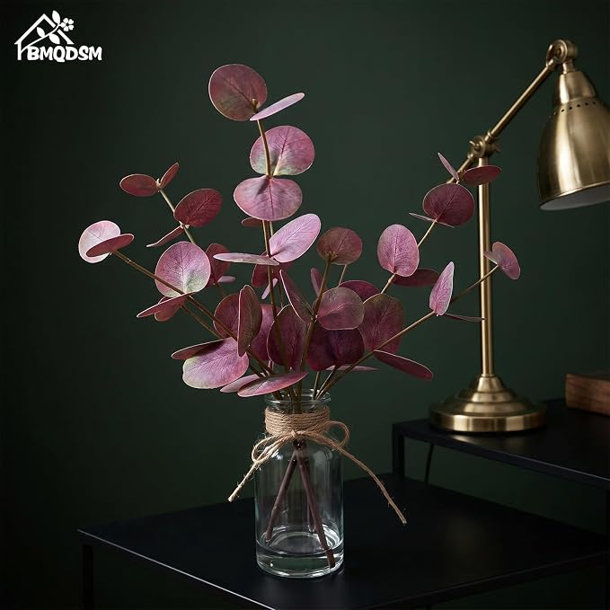 Artificial Eucalyptus Stems in Glass Vase - Image 6