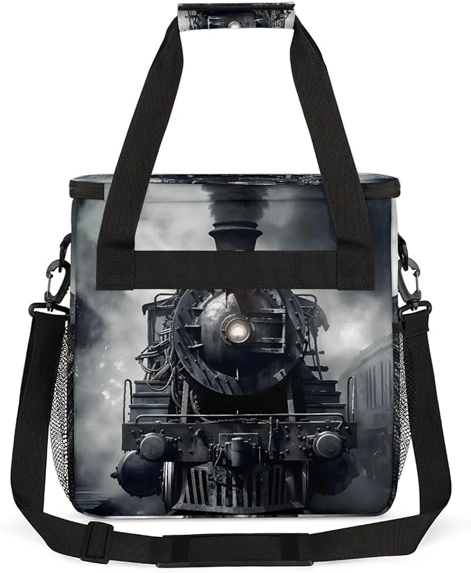 Black Steam Train Coffee Maker Carring Bag, Large Insulated Storage Organizer - Image 5