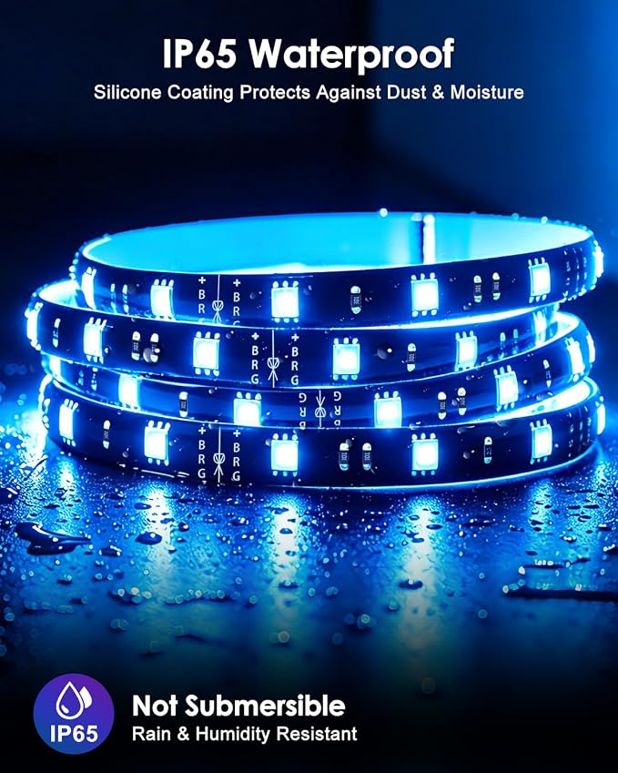HitLights LED Strip Lights, 4 Pre-Cut Waterproof RGB Small LED Light Strip Kit - Image 2