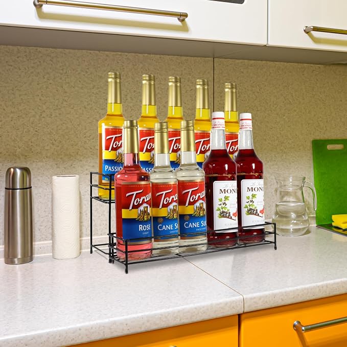 Coffee Syrup Organizer Rack 10 Bottles Syrup Bottle Holder Stand - Image 3
