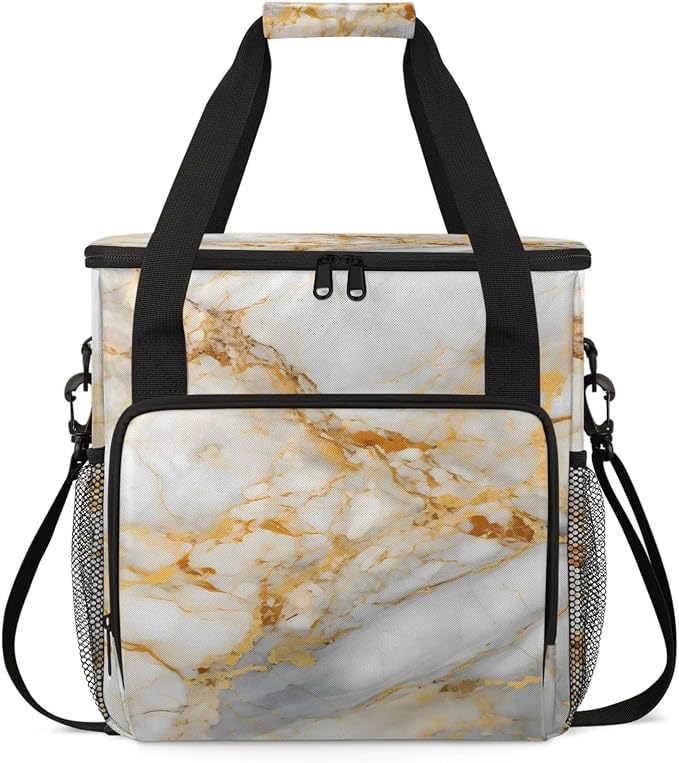 Marble Gold Coffee Maker Carring Bag, Large Insulated Storage Organizer Case by Home