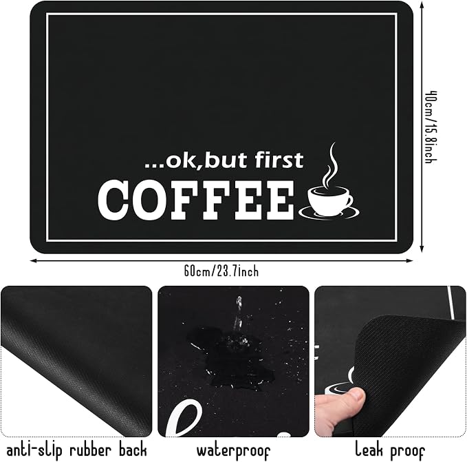 Queekay Coffee Bar Mat for Counter 24" x 16" Absorbent Dish Drying Mat for - Image 5