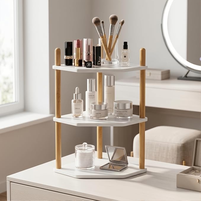 3-Tier Expandable Bamboo Corner Shelf - Image 3