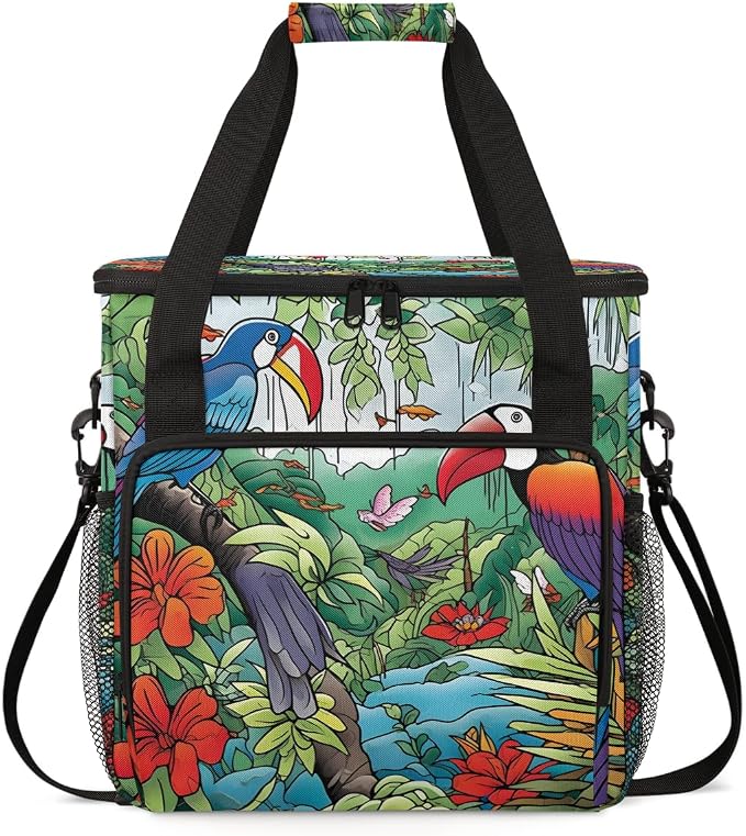 Tropical Birds Parrot Coffee Maker Travel Bag, Portable Storage Tote Bag by Cmizedevise