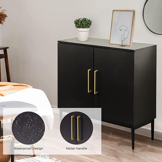 Set of 2 Black Storage Cabinet - Image 3