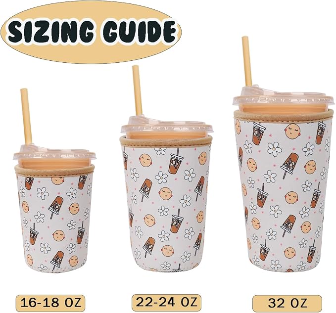 Reusable Insulated Neoprene Iced Coffee Cup Sleeve, Durable Drink Sleeve - Image 5