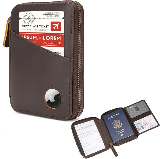 Polare Leather Pilot Wallet Passport Holder RFID Blocking Tri-fold Travel Cover by polareoriginal