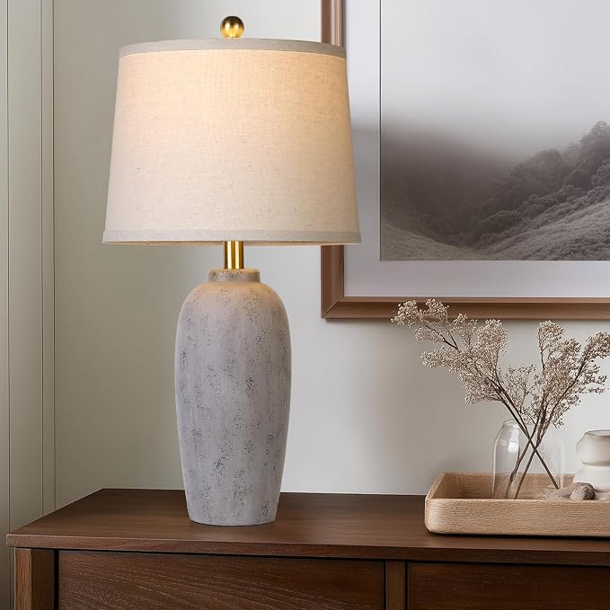 25“ Jar Table Lamps Set of 2, Ceramic Bedside Lamps - Image 8