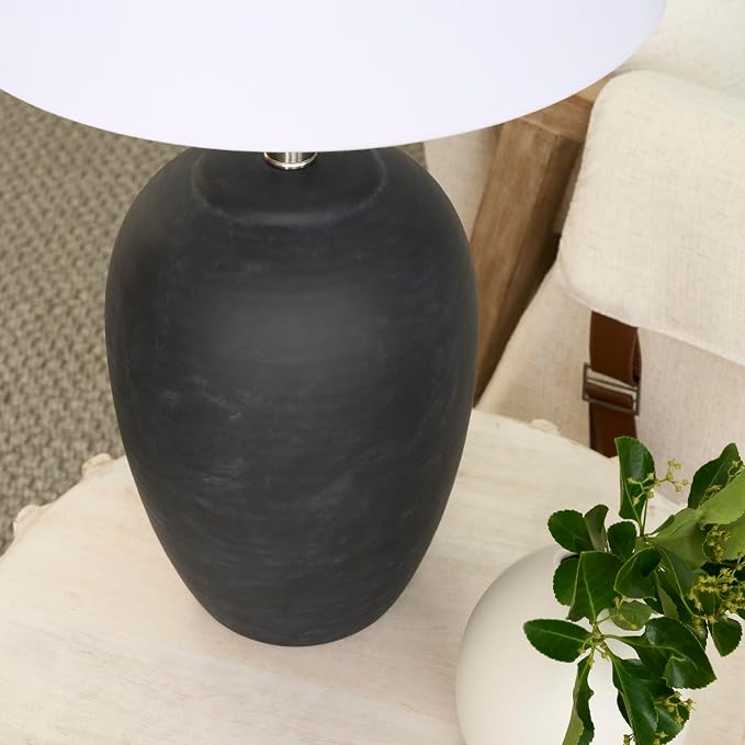 Nourison Home 23" Black Vintage Distressed Ceramic Pot Table Lamp - Image 6