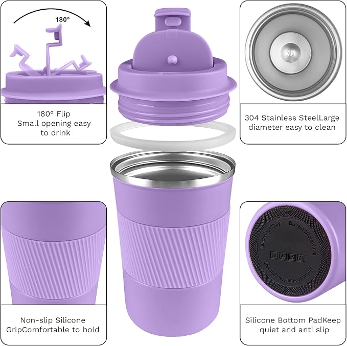 YINBAOGE Insulated Travel Coffee Mug, Spill & Leak Proof, Portable To Go - Image 2