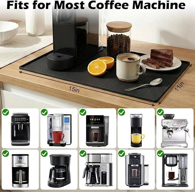Coffee Mat Non-Slip Waterproof Silicone Bar Mat - Image 2