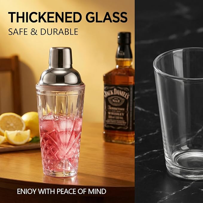 Cocktail Shaker, 14.5 Oz Glass Martini Shaker - Image 3