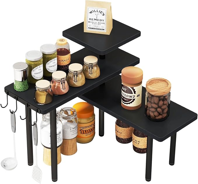 IBUYKE Countertop Organizer, 3-Tier Spice Racks, Kitchen Counter Corner Shelf by IBUYKE