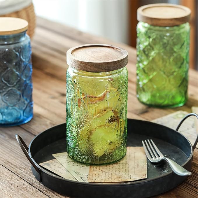 ANSQU Set of 4 Vintage Glass Mason Jars - Image 4