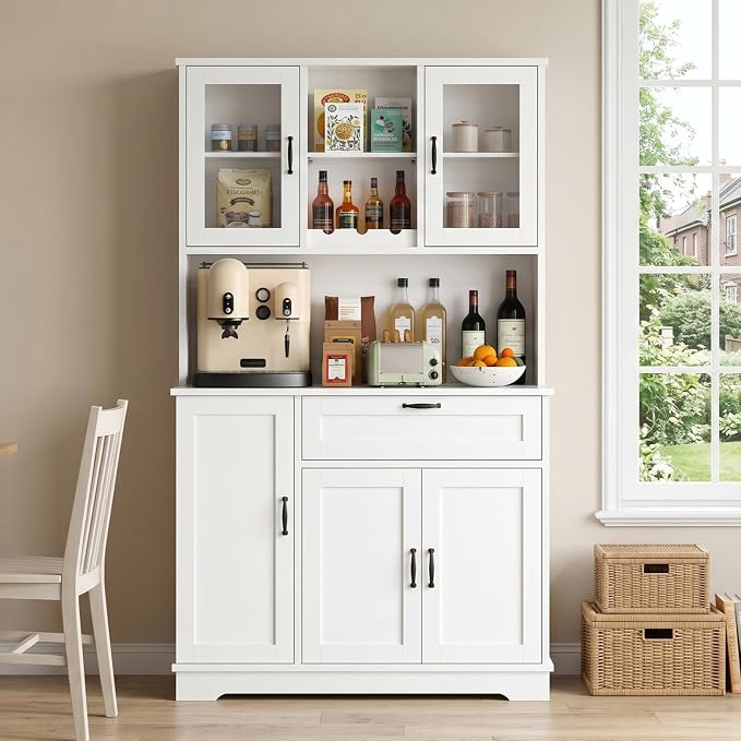 Vongrasig Kitchen Pantry Cabinet, Large Kitchen Hutch Formhouse Storage Cabinet - Image 3