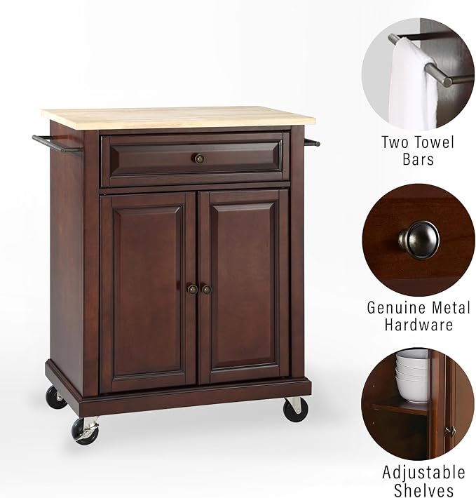 Crosley Furniture Compact Wood Top Small Rolling Cart - Image 2