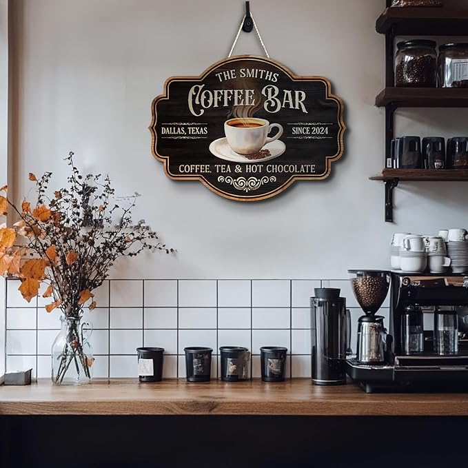 THUYPT Personalized Coffee Sign, Coffee Wooden Sign Plaque Wall Hanging Coffee - Image 4