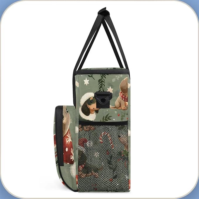 Cute Christmas Dogs Coffee Maker Carring Bag, Large Insulated Storage Organizer - Image 4