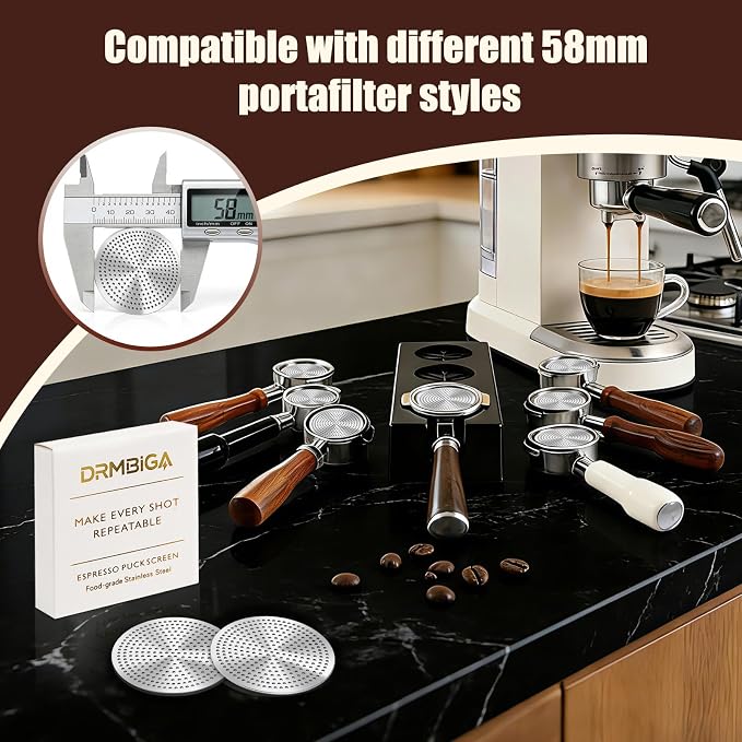 58.3mm Espresso Puck Screen 2 Pack – Professional Premium 3rd Gen Dual-Layer - Image 2