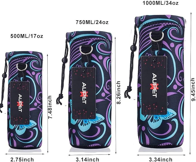 AUPET Water Bottle Bag Carrier, 24oz/32oz Insulated Neoprene bottle Sling - Image 7