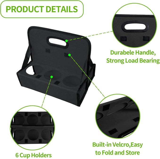 Boczif Cup Caddy Portable Drink Carrier or Cans Reusable, 6-Cup Holder - Image 3
