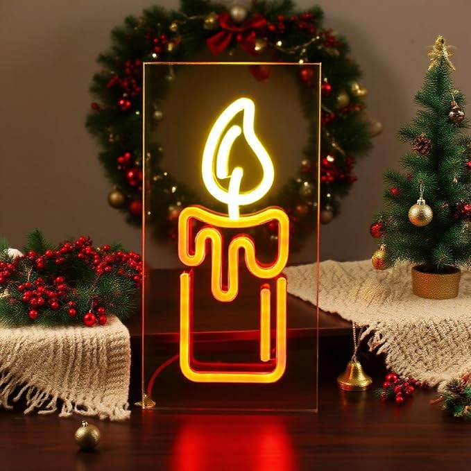Candle Flame Neon Lights Sign 3D Desktop Standable Flame Lightbox - Image 2