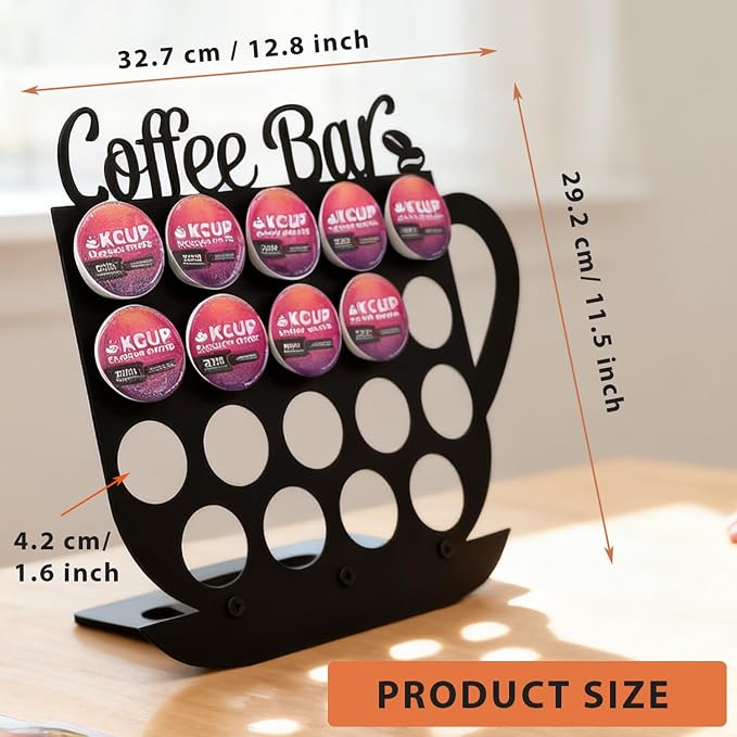 Metal K Cups Coffee Pod Holder, 19 Pods Holder Display, Coffee Bar Organizer - Image 3