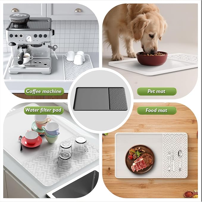 Silicone Coffee Mat with Raised Edges 24" x 16" – Waterproof Countertop Mat - Image 6