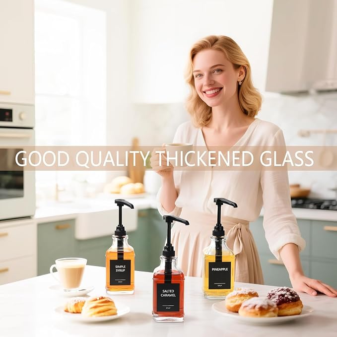 3 Pack 16.9oz Glass Coffee Syrup Dispenser - Image 6