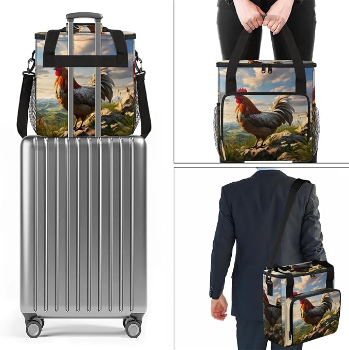 Farmhouse Chicken Coffee Maker Carring Bag, Large Insulated Storage Organizer - Image 7