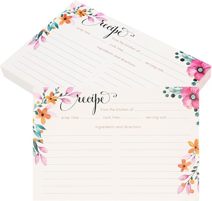 LotFancy Recipe Cards, 4x6 Inch, Double Sided, Blank Recipe Cardstock, Floral - Image 8